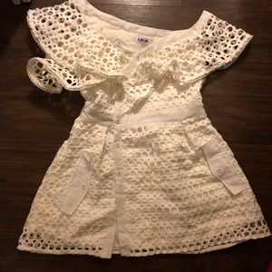 White Ruffle Mini Dress/S